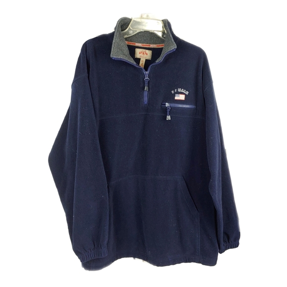 P.J.Mark Mens XL Navy Blue Fleece 1/4 Zip Pullover - Picture 2 of 5